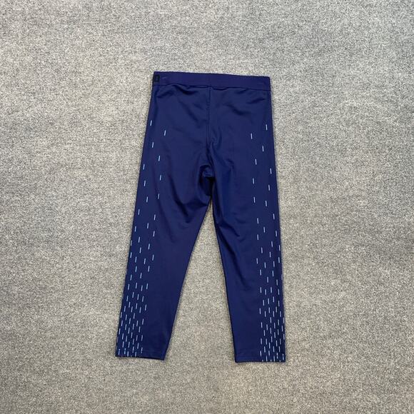 Nike Leggings Womens M Medium Navy Dri Fit Pro Linear Rain Pull On Stretch Capri - Picture 7 of 9